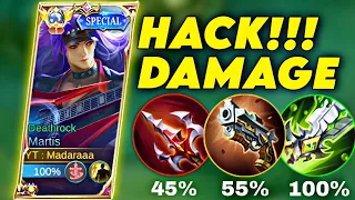 MARTIS 200% DAMAGE HACK 😱😱🔥🔥 | DAMAGE HACK MARTIS IS HERE😯🔥 (MARTIS BEST BUILD 2023) - MLBB