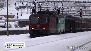 2000-02 [SDw] 3/4 Bahnhof Göschenen in winter - Classic SBB Gotthard in deep snow, Ae 6/6, Re 6/6..
