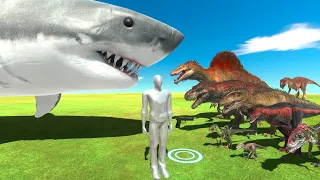 Help Dinosaurs Hunt White Shark - Animal Revolt Battle Simulator