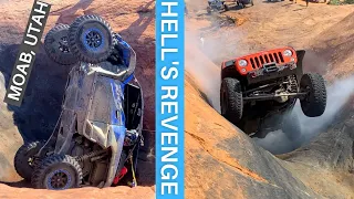 HELL'S REVENGE EXTREME OBSTACLES, Hell’s Gate, Escalator, Mickeys Hot Tub in Jeeps Moab Utah