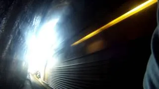 Guys Go In Train Tunnel While Train Goes Through!