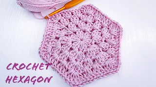 Left Handed Crochet Hexagon for Cardigan / Bag Easy for Beginners