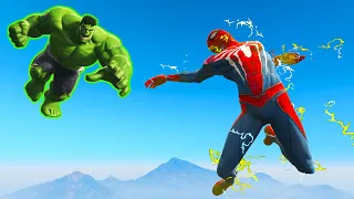 GTA 5 Nuclear Hulk Vs Super Saiyan Spiderman Ragdolls Compilation GTA 5 Fails Funny Moments #Ragdoll