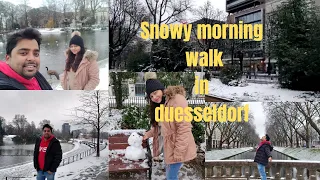 Snowy morning walk in Dusseldorf Germany | Winter in Germany | Beauty of snowfall..☃️