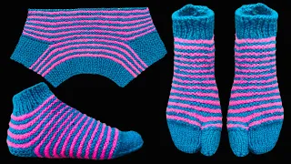 New Knitting Pattern For Ladies Socks/Shoes/Slippers/Jutti/Jurab/Anguthe Wali Designer Socks # 207