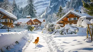 Walking in a magical Swiss village (and I found a new friend 🐱) 🇨🇭 Gimmelwald 4K
