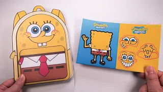 [ Paper Diy ] School Bag SpongeBob Blind Bag & Sticker Book ASMR
