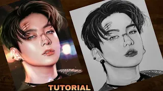 How to draw Jungkook Step by step - BTS Drawing Tutorial | YouCanDraw