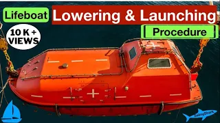 Lifeboat lowering and Launching Procedure // On cargo container ship.