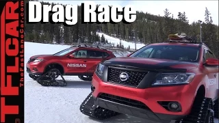 Nissan Rogue vs Pathfinder Winter Warrior Concept Snowy Drag Race