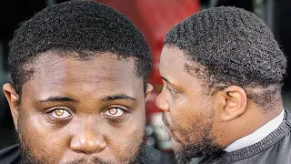 🔥TRANSFORMATION🔥 HE PAID $100 TO FIX HIS HAIRLINE/ WAVERS HAIRCUT/  FADED BEARD/ BARBER TUTORIAL