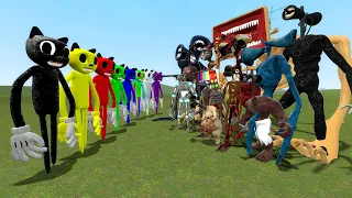 CARTOON CATS ALL COLORS vs ALL SIREN HEADS In Garry's Mod!