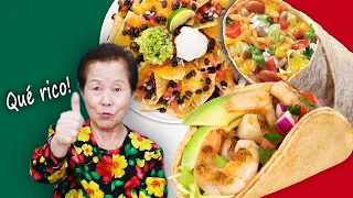 Korean in her 70s tries MEXICAN FOOD FOR THE FIRST TIME (Tacos, Burrito, Nachos)