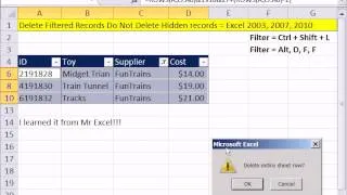 Excel Magic Trick 888: Delete Filtered Records Do Not Delete Hidden Records