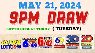 Lotto Result Today 9pm draw May 21, 2024 6/58 6/49 6/42 6D Swertres Ez2 PCSO#lotto