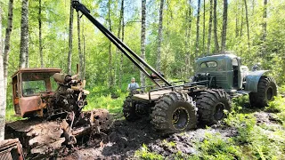 Cамый проходимый ЗИЛ-157 на ОГРОМНЫХ колесах! Везём мотор в 700кг через болото!