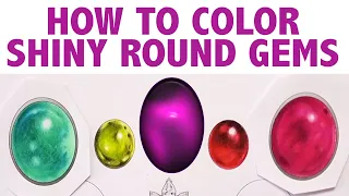 How To Color Shiny Round Gemstones / with colored pencils