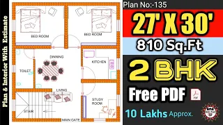 27 x 30 House Plan II 27 x 30 House Design II Ghar Ka Naksha II Plan:135