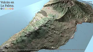 Volcán de La Palma, vuelo 3D sobre la colada de lava.