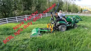 Mowing a tall grass field with Deere 1025r and Nova Tractor BCRL light duty ditch flail mower.