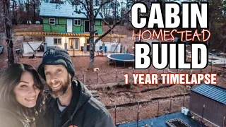 1 YEAR TIMELAPSE Couple Builds Cabin Homestead Debt Free | 2023 Review