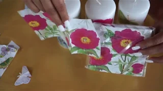 Decora tus velas con servilletas de papel técnica decoupage