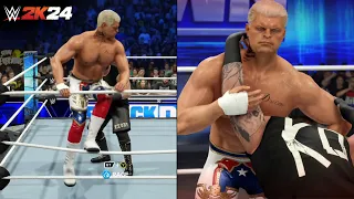 WWE 2K24 Cody Rhodes Gameplay: All Cody Cutters, All Cross Rhodes, Entrance, Winning Scene & More