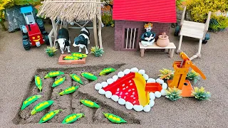 Top the most creative diy Farm Diorama with Cow Shed - Mini Hand Pump Supply Water Pool for Animal