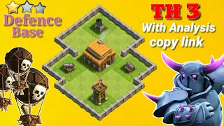 Best Town hall 3 base with Analysis | #DefenceBase #FarmingBase #ClashOfClans