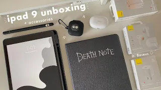 ipad 9th gen (silver) aesthetic unboxing in 2023 🤍 apple pencil + accessories | ft. baseus