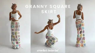 long CROCHET granny square SKIRT TUTORIAL