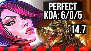 FIORA vs RENEKTON (TOP) | 6/0/5, 600+ games, Dominating | KR Grandmaster | 14.7