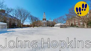 Walking through freezing Johns Hopkins University - 1 Hour Campus Walk HD