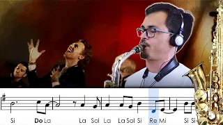 Sax alto - Viva La Vida (Coldplay), partitura com notas.