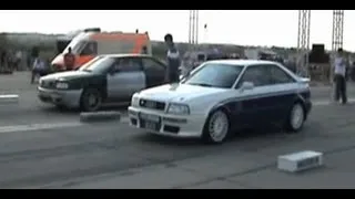 Audi S2 Coupe Vs. Audi S2 Coupe Drag Race [1/4 Mile]