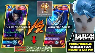 YUZUKE VS LETUZAWA (Global 1 Gusion) Lifesteal Vs Lightning Speed | Intense 1v1 Fight - Who Win? 🔥