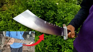 KNIFE MAKING - FORGED A STRONG MACHETE FROM RUSTY SPRING STEEL/AMAZING SKILLS BY VILLAGE BLACKSMITH