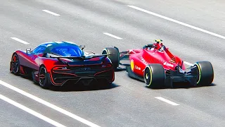 Ferrari F1 2022 vs SSC Tuatara Aggressor 2022 at Drag Race 20 KM