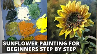 Sunflower Painting For Beginners Step by Step | How to Paint a Sunflower | Beginners Oil Painting