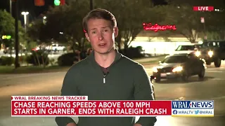 Chase from Raleigh to Garner reaches up to 100 miles per hour