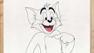 How to draw TOM FROM TOM AND JERRY (The Movie) - step by step, simple, EASY for beginners