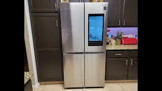 Samsung 4 door flex counter depth refrigerator in small kitchen