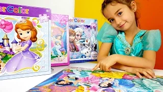 Disney prenses oyun videoları. Sihirli puzzle ve yapboz yapıyoruz. Elsa, Anna ve Sofia