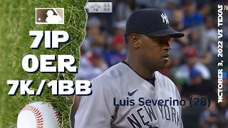 Luis Severino hitless 7 innings | Oct 3, 2022 | MLB highlights