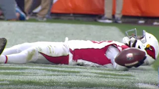 DeAndre Hopkins gets wide open in the end zone and celebrates like a snow angel Cardinals vs Browns