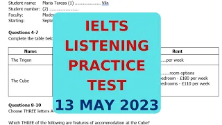 IELTS LISTENING PRACTICE TEST 13 MAY 2023