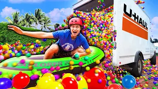 I PUT 50,000 BALL PIT BALLS IN A MOVING TRUCK!!