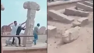 Three men vandalise pillars at Hampi world heritage site