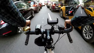 Cycling NYC's 59th Street to 2nd Avenue during evening rush hour - Chest and Helmet Cam