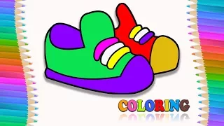 How to Draw Shoes | Coloring Page for Kids | Learn Colors for Children | Coloring Videos